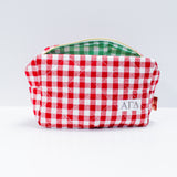 Gingham Quilted Makeup Bag
