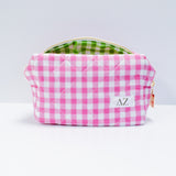 Gingham Quilted Makeup Bag