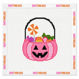 Pink Pumpkin Bucket Needlepoint Canvas