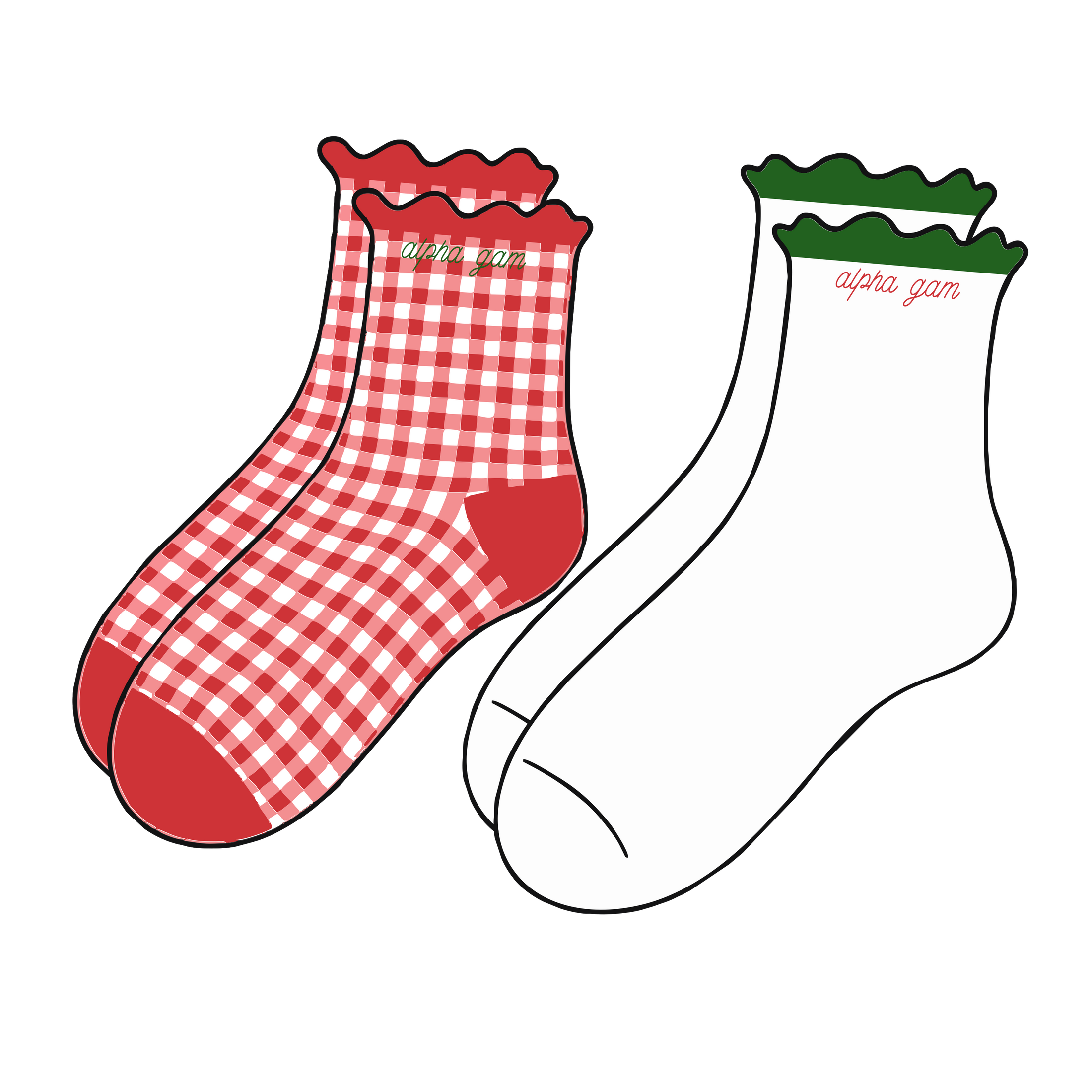 Gingham & Grace Sorority Sock Set - PREORDER