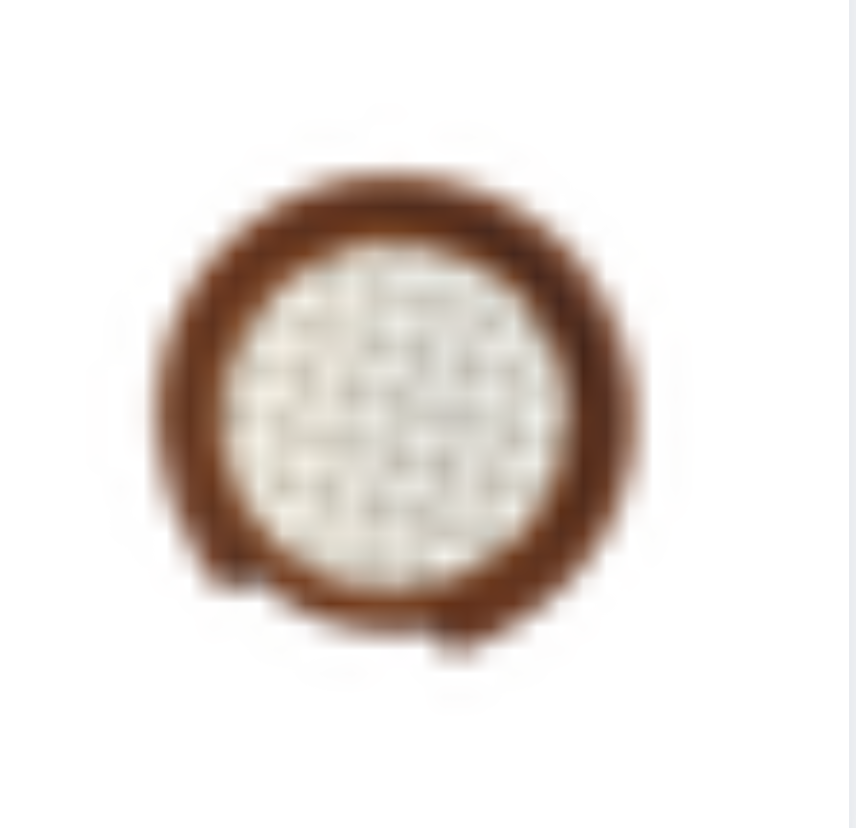 Single brown self-finishing needlepoint coaster featuring a round design, textured exterior, and circular insert for a personalized needlepoint canvas.