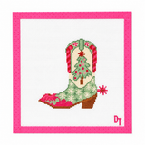 Christmas Cowboy Boot Needlepoint Canvas