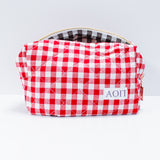 Gingham Quilted Makeup Bag