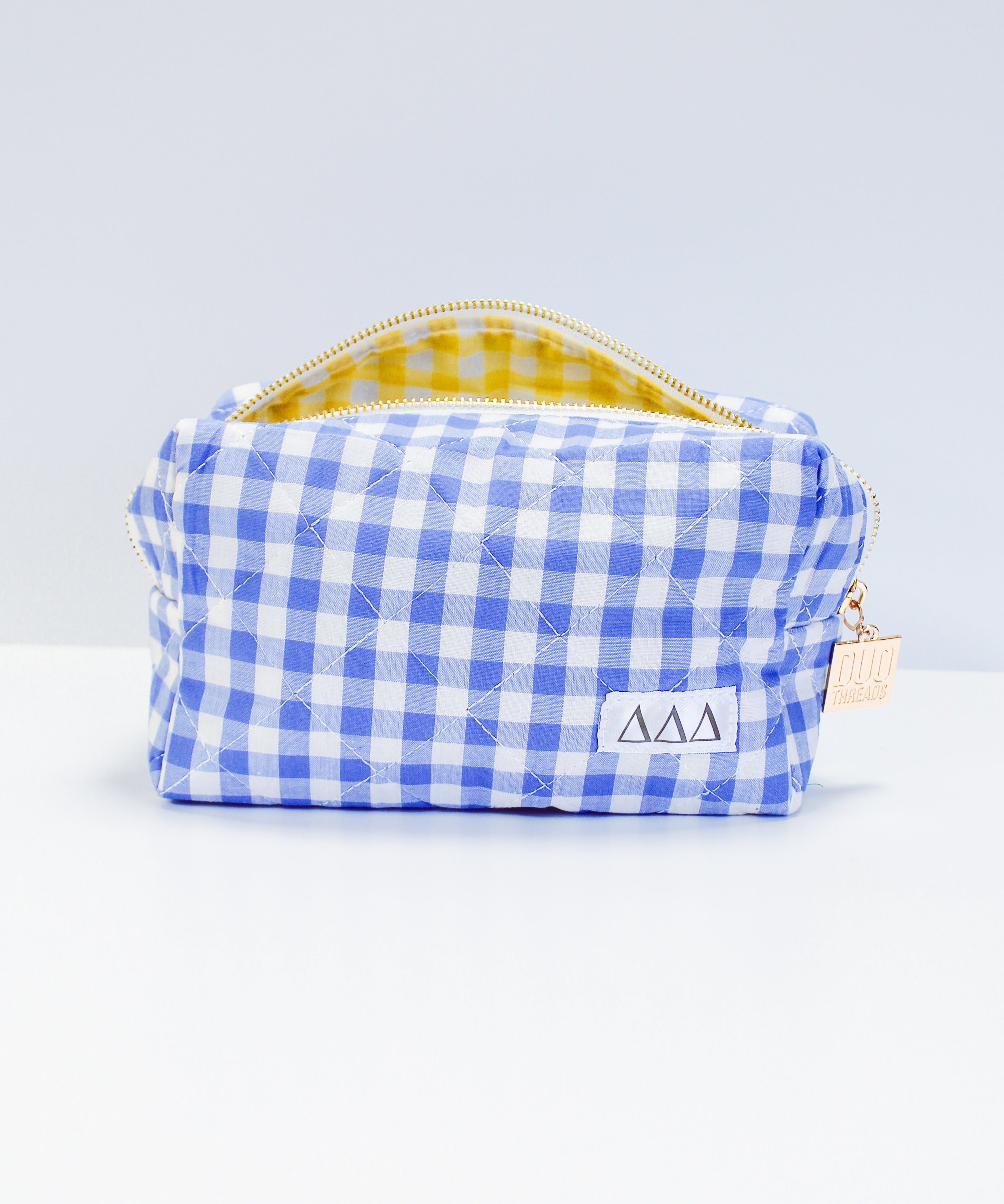Gingham Quilted Makeup Bag