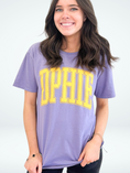Load image into Gallery viewer, Varsity Arch Puff Tee (Smaller Sororitites)
