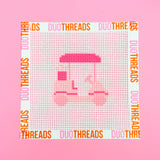 Pink Par Tee Golf Cart Needlepoint Canvas