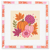 Pink & Orange Fall Floral Needlepoint Canvas