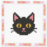 Spooky Black Cat Icon Needlepoint Canvas