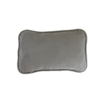 Reverse side of the navy and gray two-tone velvet needlepoint pillow featuring soft gray velvet fabric and coordinating piped edges.