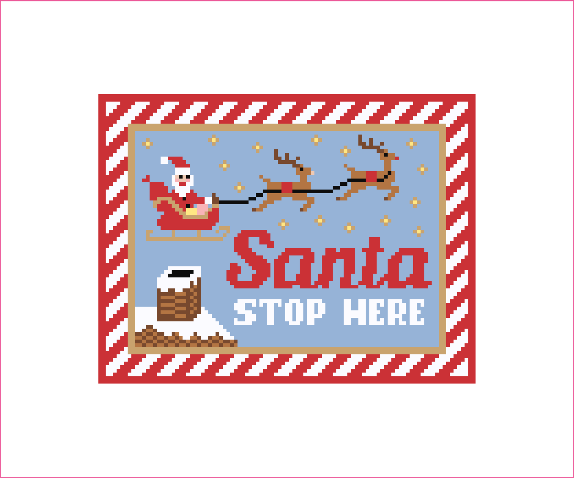 Santa Stop Here Needlepoint Canvas