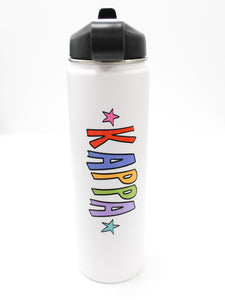 Rainbow Water Bottle with Straw Lid - 22oz